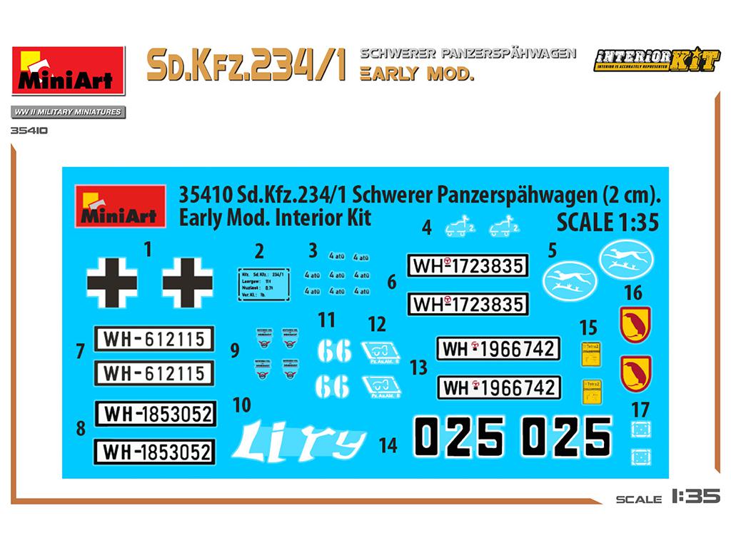 Sd.Kfz.234/1 Schwerer Panzerspahwagen. Early Mod Interior Kit (Vista 6)