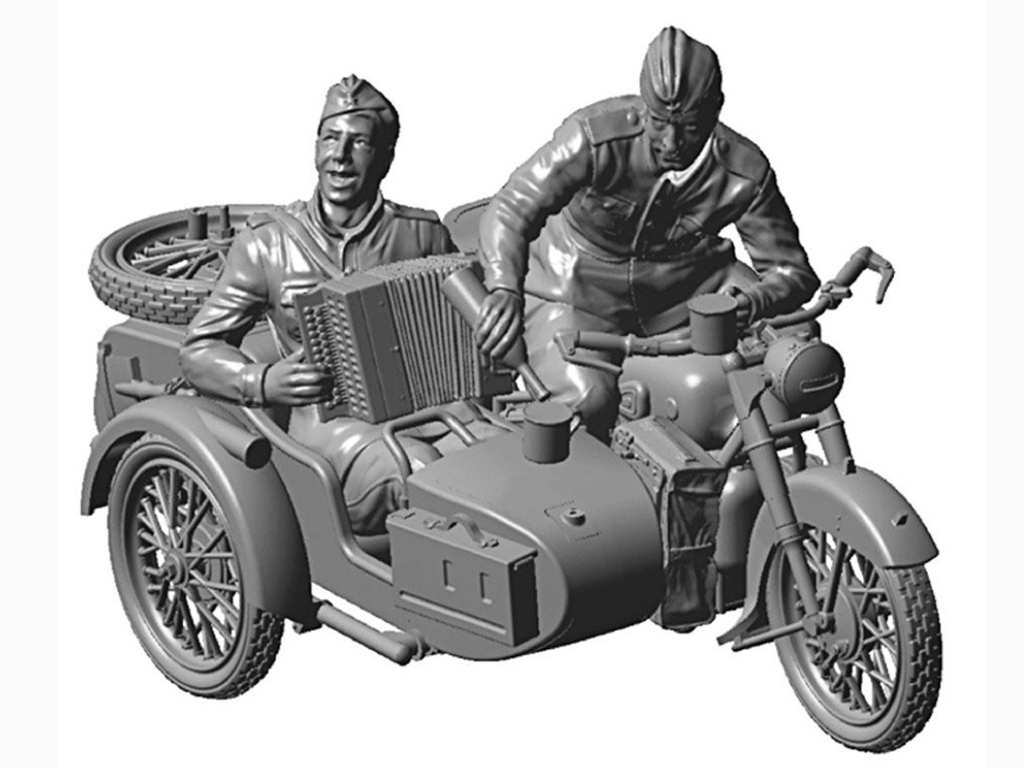 M-72 Motorcycle with Sidecar and Crew  (Vista 2)